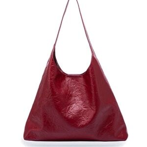 🌹🆕 Vegan Leather Red Burgundy Shoulder bag Slouchy Hobo Tote